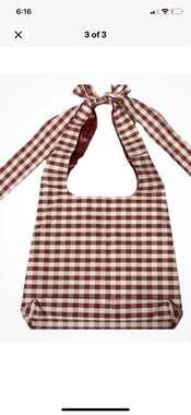 Barnes & Noble Bow Tote Bag Red Gingham